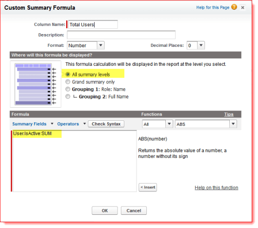 report formula field